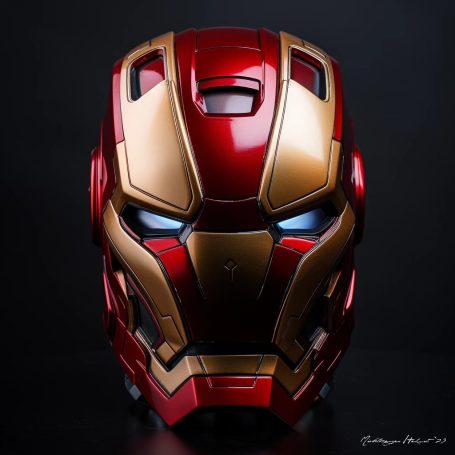 ArtWork "Ironman Helm" von Helmut Mühlberger, erstellt mit MidJourney und verfeinert mit Canva. 